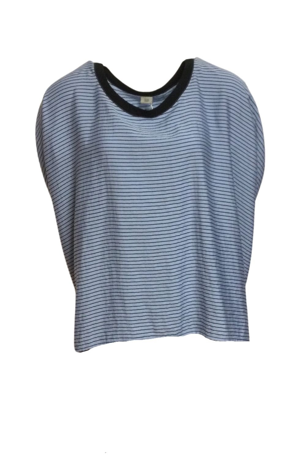 OVERSIZED BLUE PINSTRIPE TOP | COL=BLUE