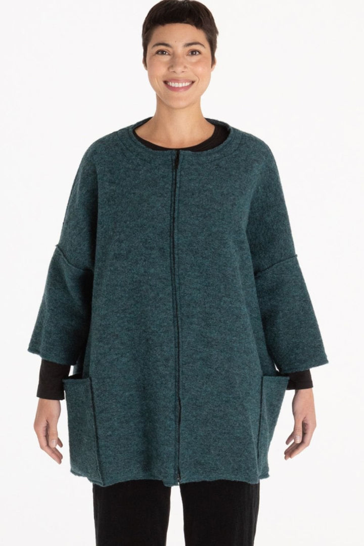 BOILED WOOL ZIP JACKET | COL=DEEP SEA