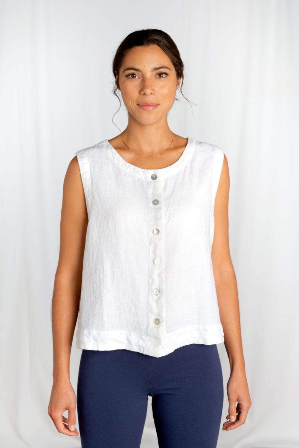 BUTTON THROUGH VEST TOP | COL=WHITE
