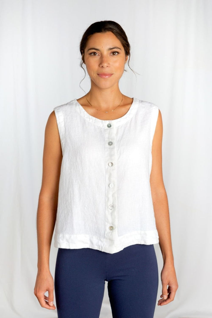 BUTTON THROUGH VEST TOP | COL=WHITE