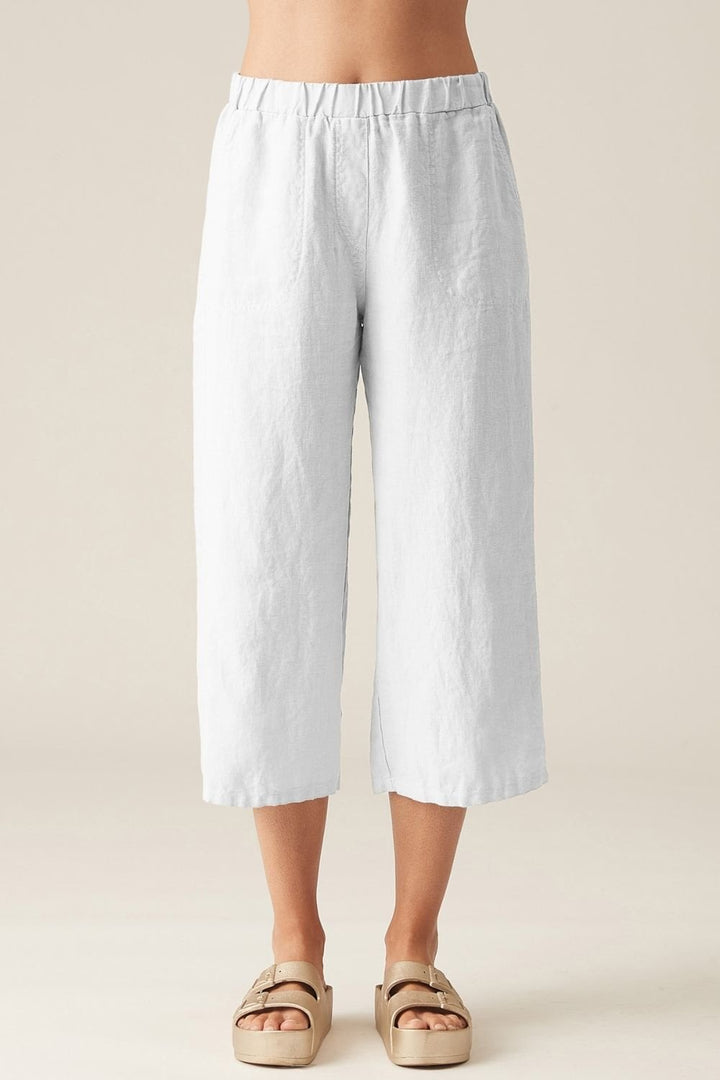 EASY CROP LINEN TROUSERS | COL=WHITE