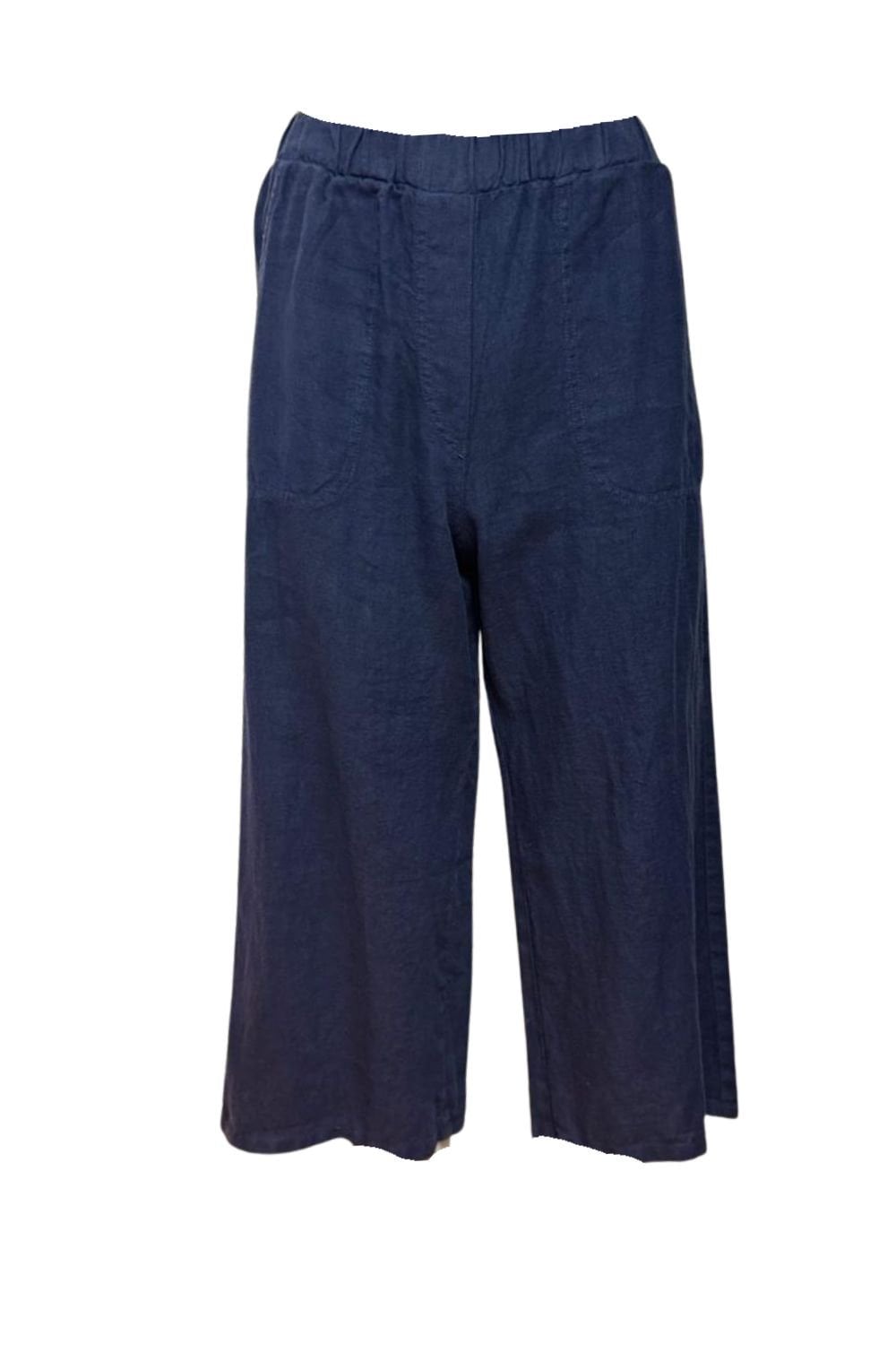 EASY CROP LINEN TROUSERS | COL=NIGHTSKY