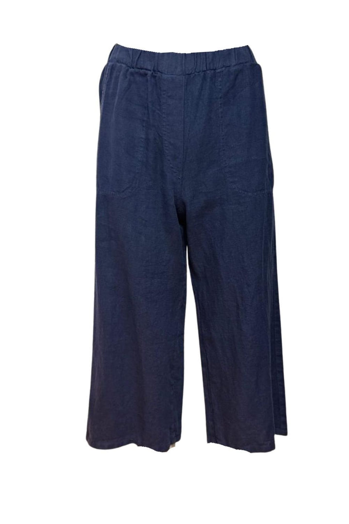 EASY CROP LINEN TROUSERS | COL=NIGHTSKY