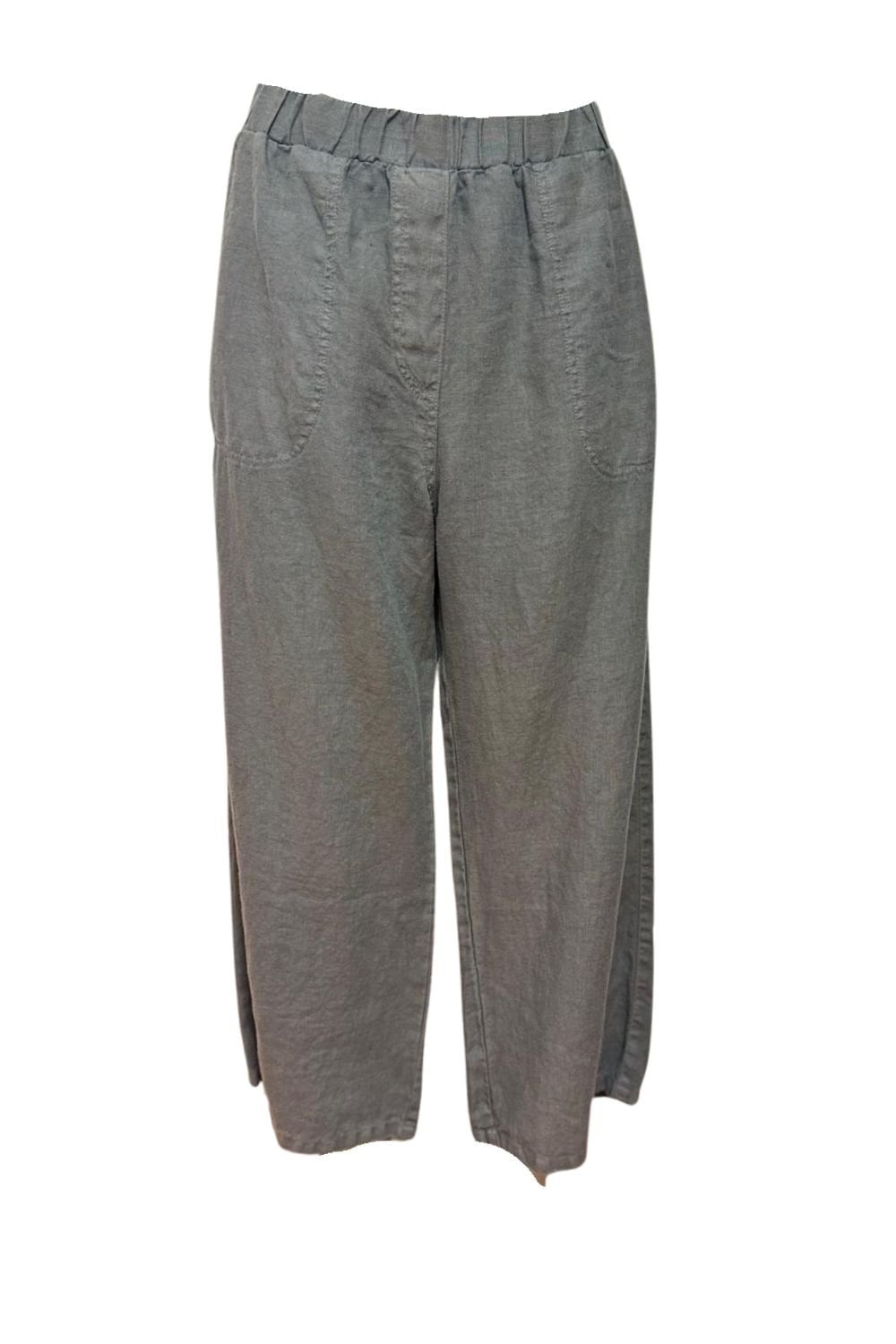EASY CROP LINEN TROUSERS | COL=COBBLESTONE