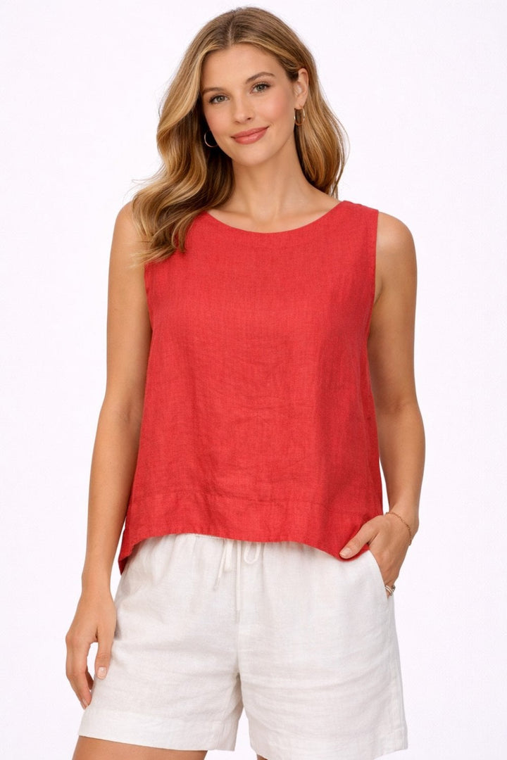 HI LO SLEEVELESS TOP | COL=HARBOR RED