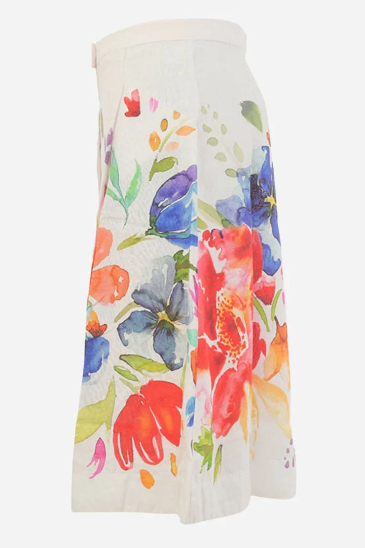 FLORAL GARDEN LINEN SKIRT | COL=MULTI