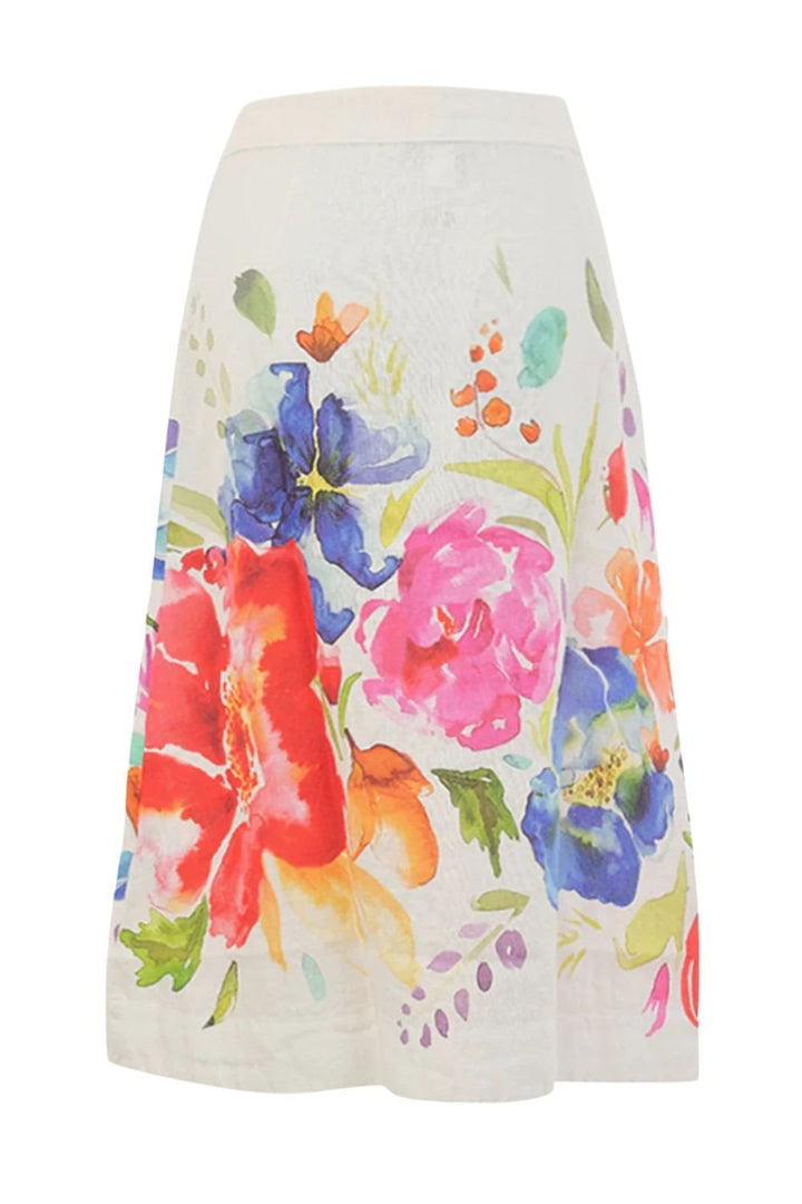 FLORAL GARDEN LINEN SKIRT | COL=MULTI