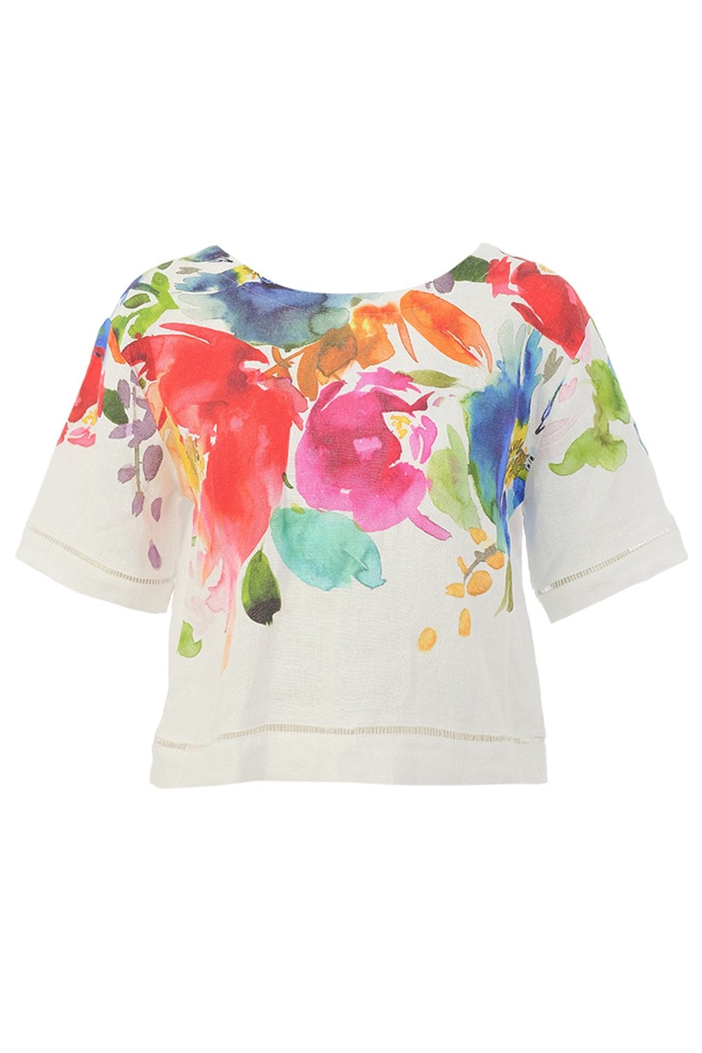 FLORAL GARDEN LINEN TOP | COL=MULTI
