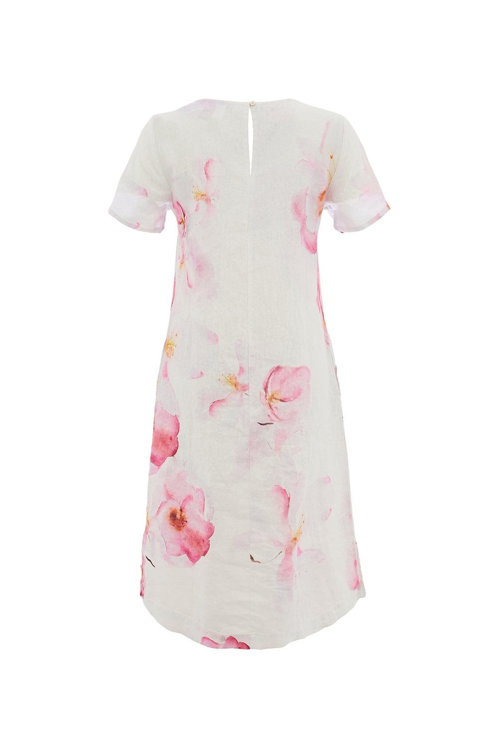 PINK FLOWER LINEN DRESS | COL=PINK