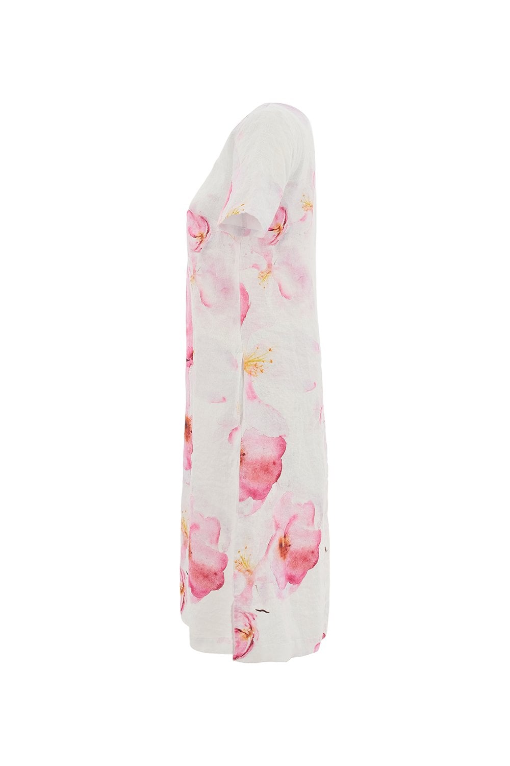 PINK FLOWER LINEN DRESS | COL=PINK