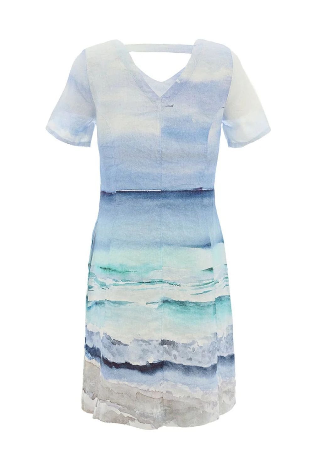 SEASCAPE LINEN V NECK DRESS | COL=MULTI