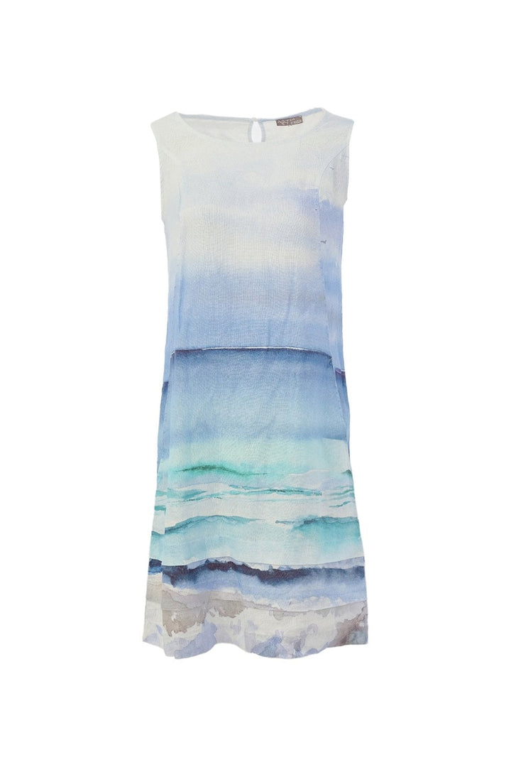 SEASCAPE SLEEVELESS LINEN DRESS | COL=MULTI