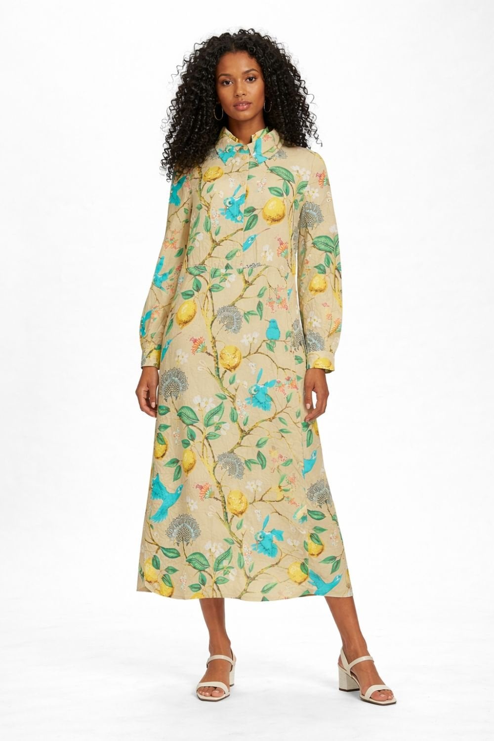 FLORAL BRANCH PRINT DRESS | COL=MULTI