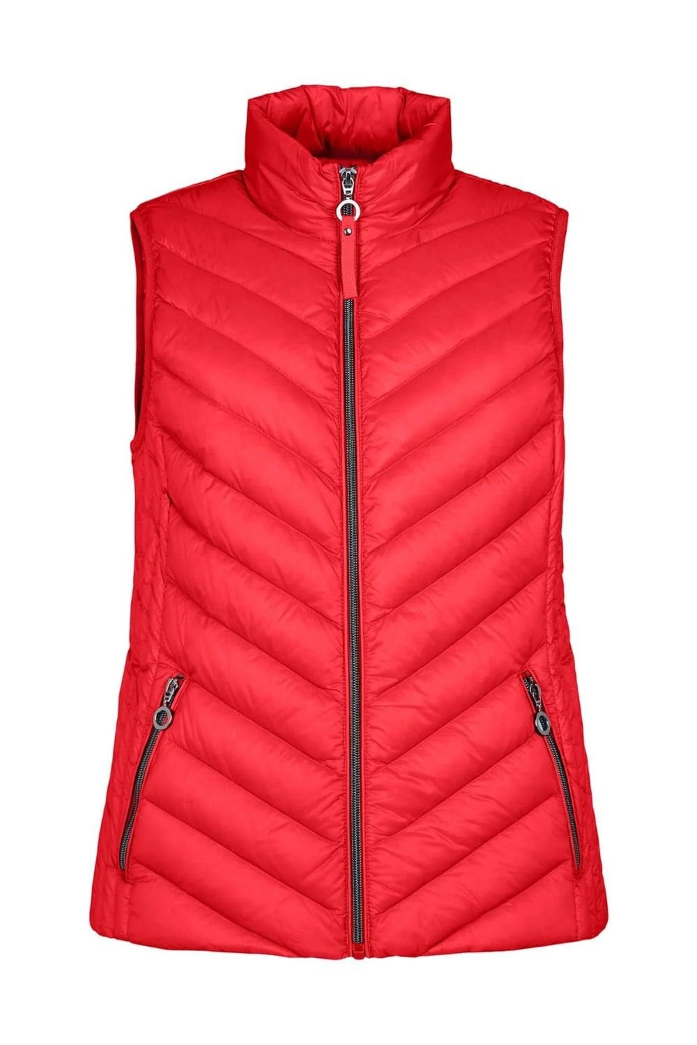 HIGH NECK PADDED GILET | COL=RED