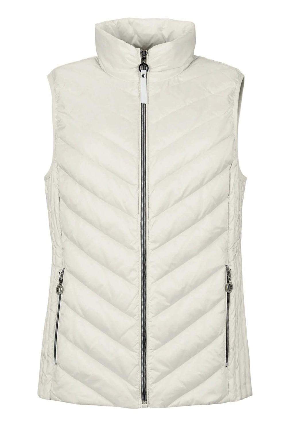 HIGH NECK PADDED GILET | COL=CREAM