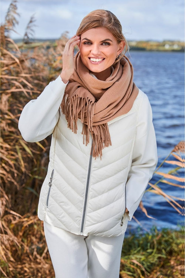 HIGH NECK PADDED GILET | COL=CREAM
