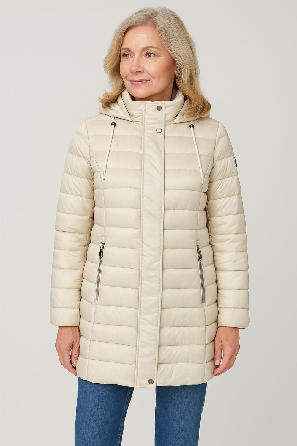 HOODED PUFFER DOWN COAT | COL=CREAM