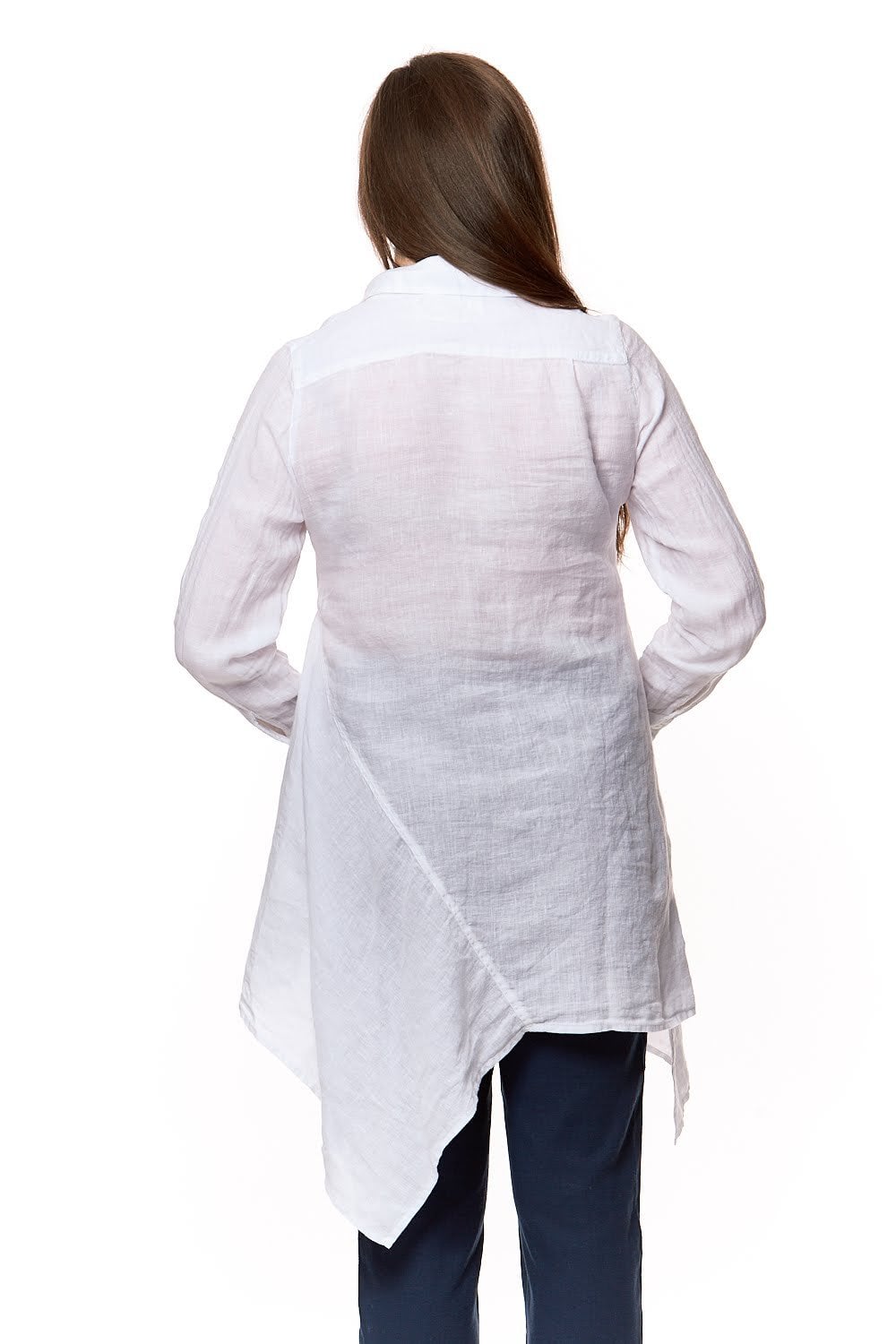 ASSEYMETRIC LINEN TUNIC | COL=WHITE