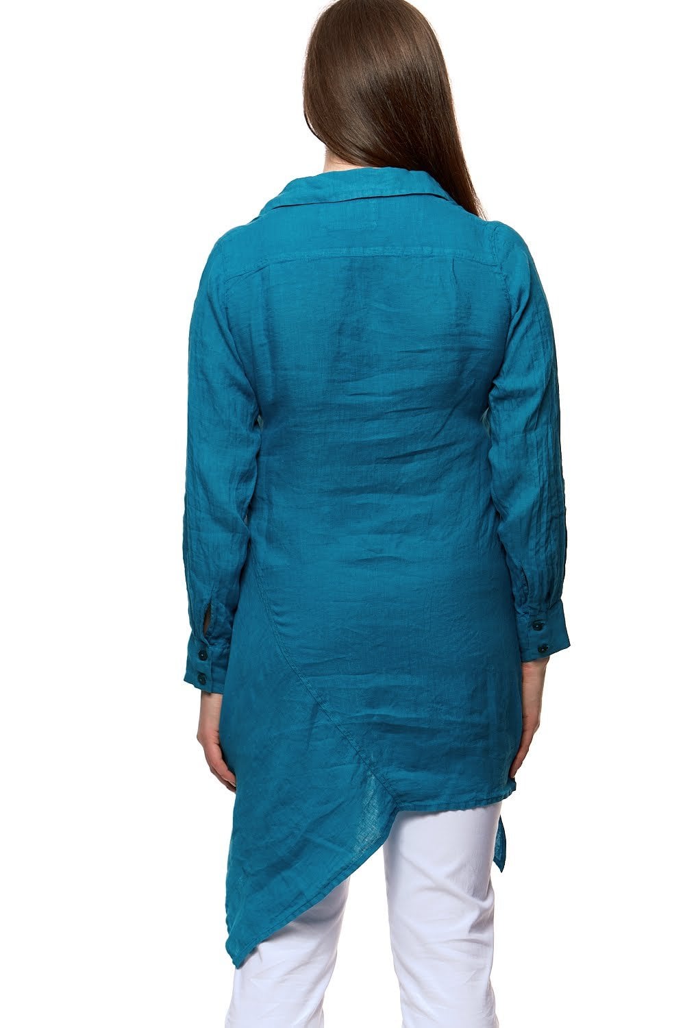 ASSEYMETRIC LINEN TUNIC | COL=TURQ
