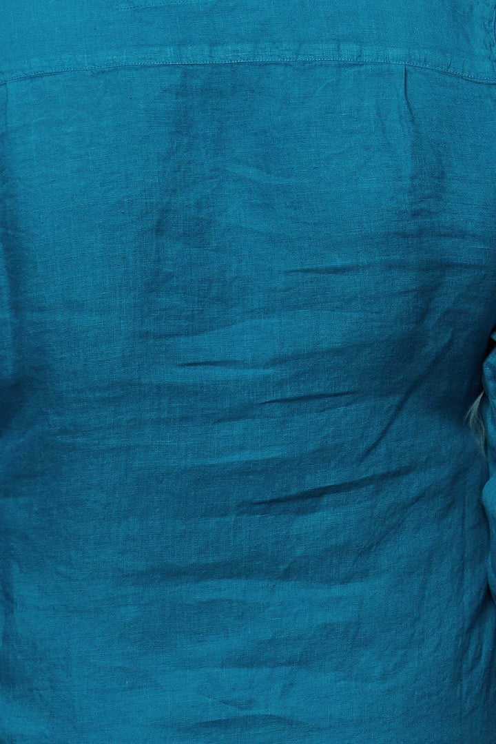 ASSEYMETRIC LINEN TUNIC | COL=TURQ