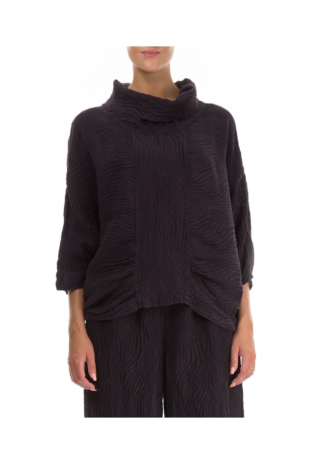 COWL NECK TEXTURED TOP | COL=PLUM