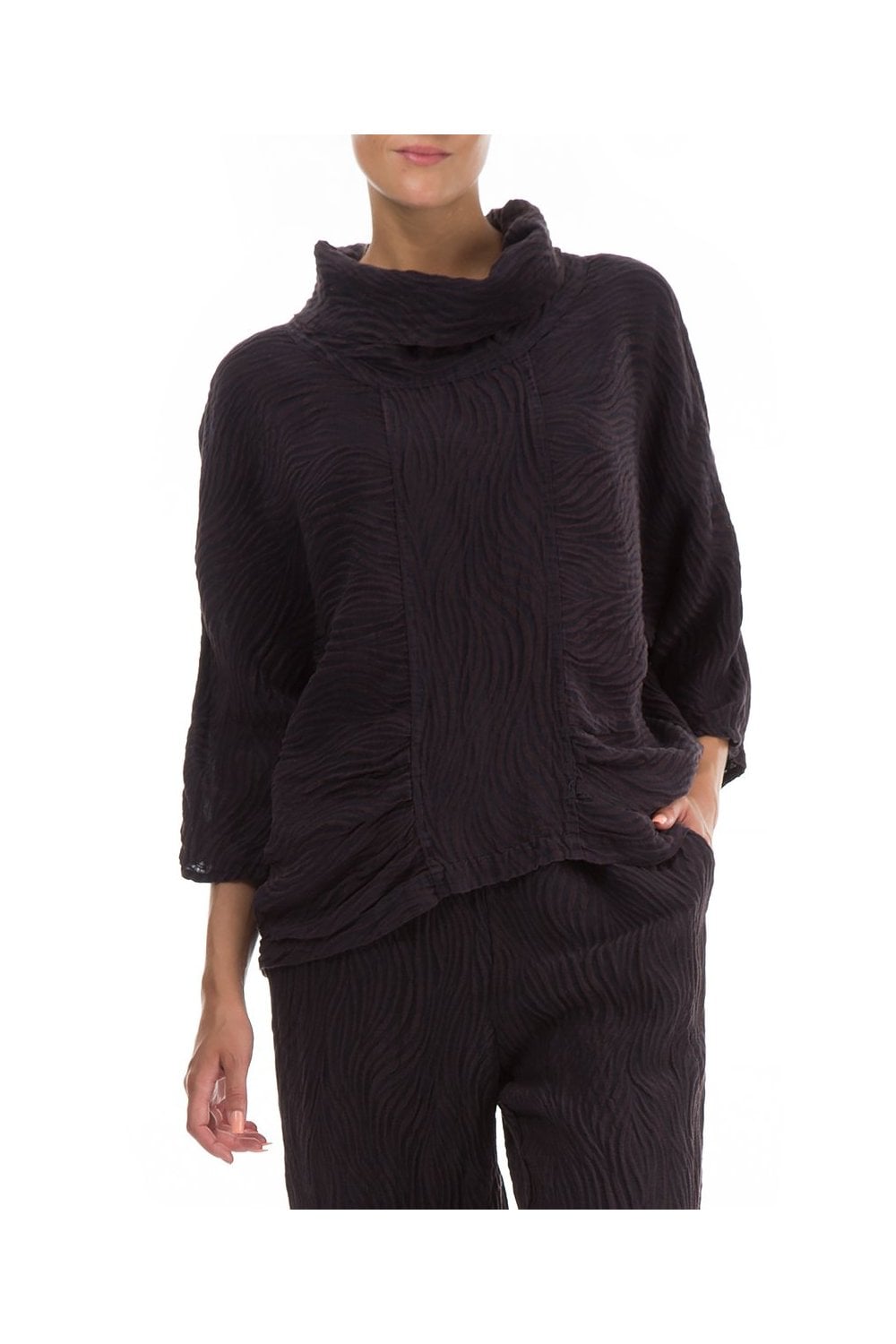 COWL NECK TEXTURED TOP | COL=PLUM