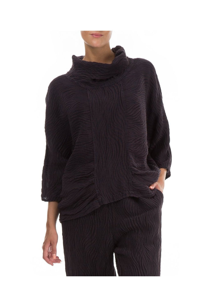 COWL NECK TEXTURED TOP | COL=PLUM