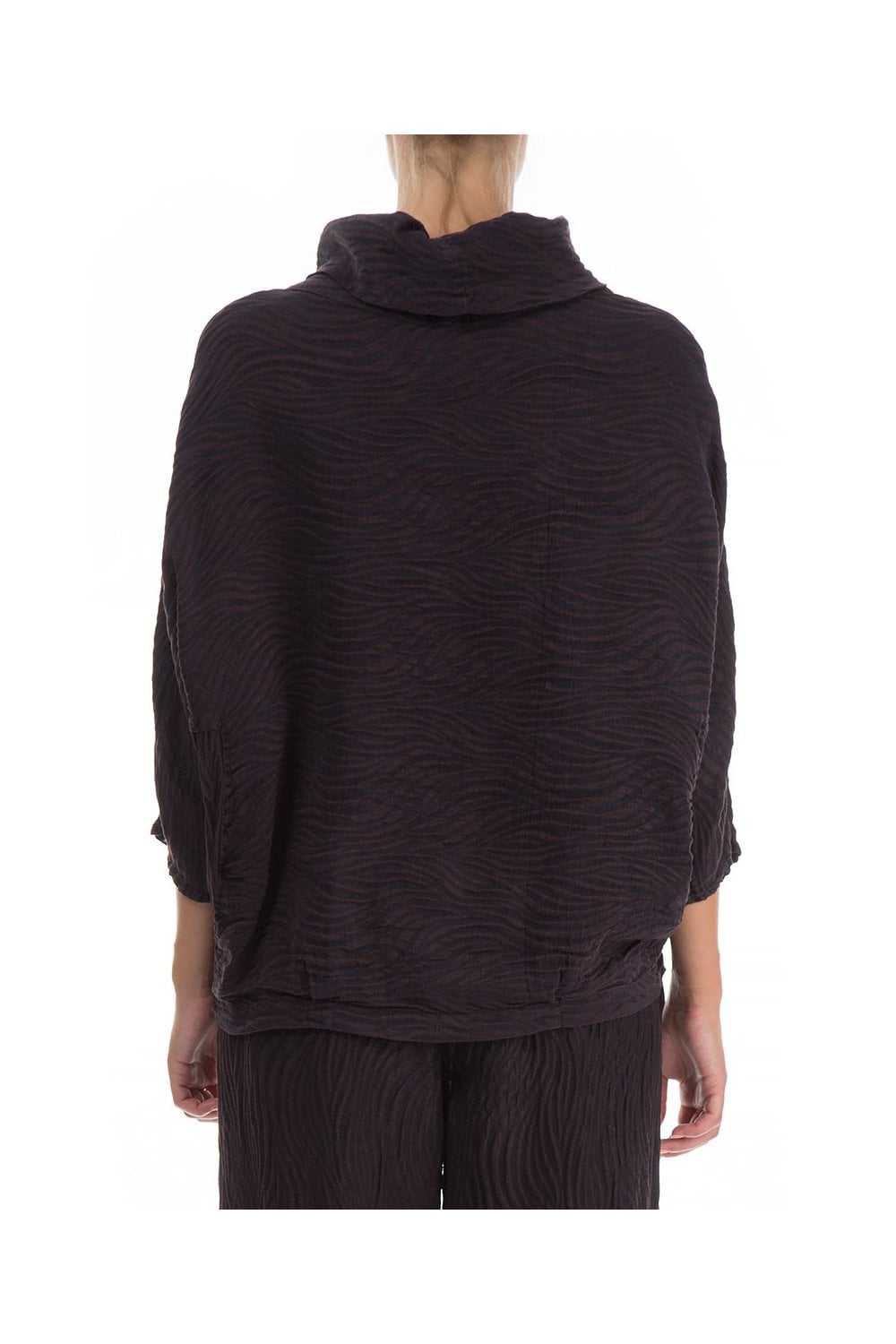 COWL NECK TEXTURED TOP | COL=PLUM