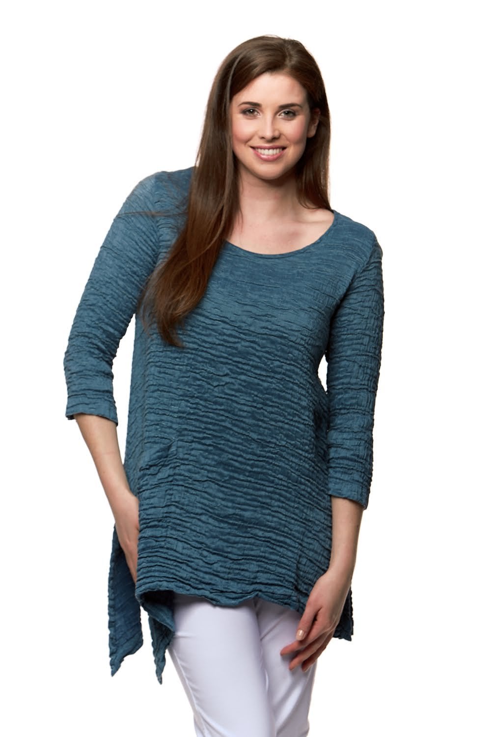 ONE POCKET 3/4 SLEEVE TUNIC | COL=DENIM