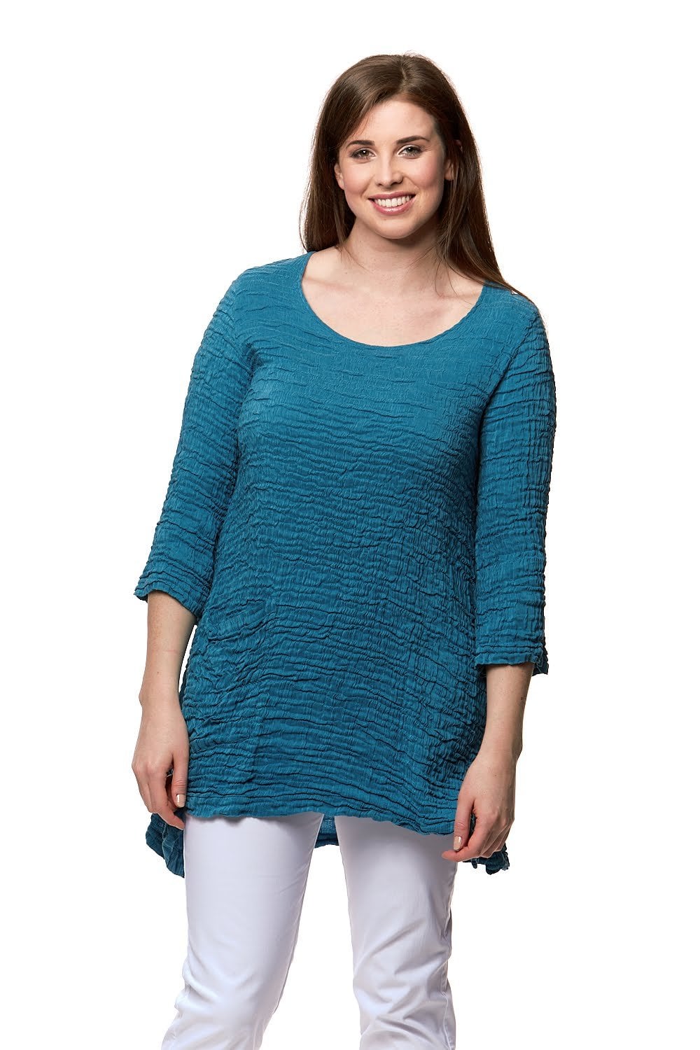 ONE POCKET 3/4 SLEEVE TUNIC | COL=TURQ
