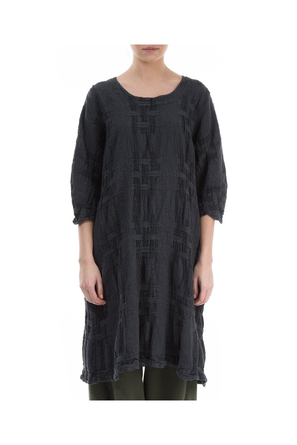 TEXTURED 3/4 SLEEVE TUNIC | COL=DARK NAVY