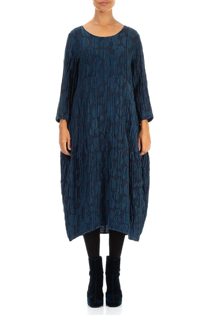 TEXTURED BUBBLE PRINT DRESS | COL=TEAL