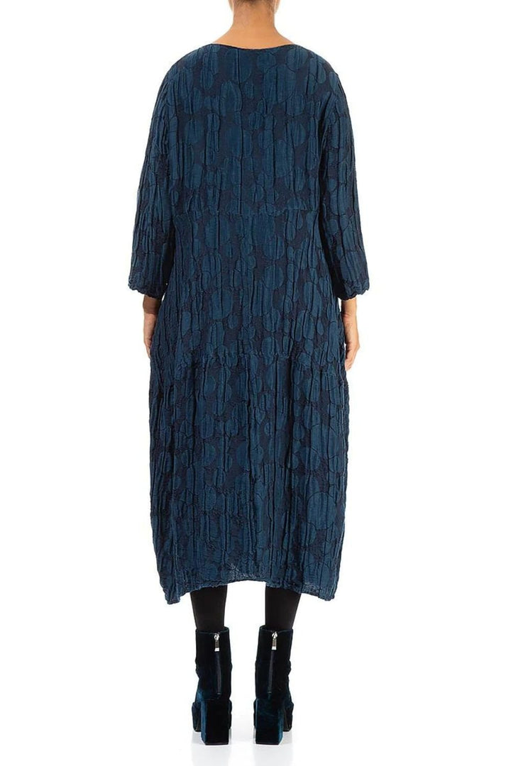 TEXTURED BUBBLE PRINT DRESS | COL=TEAL