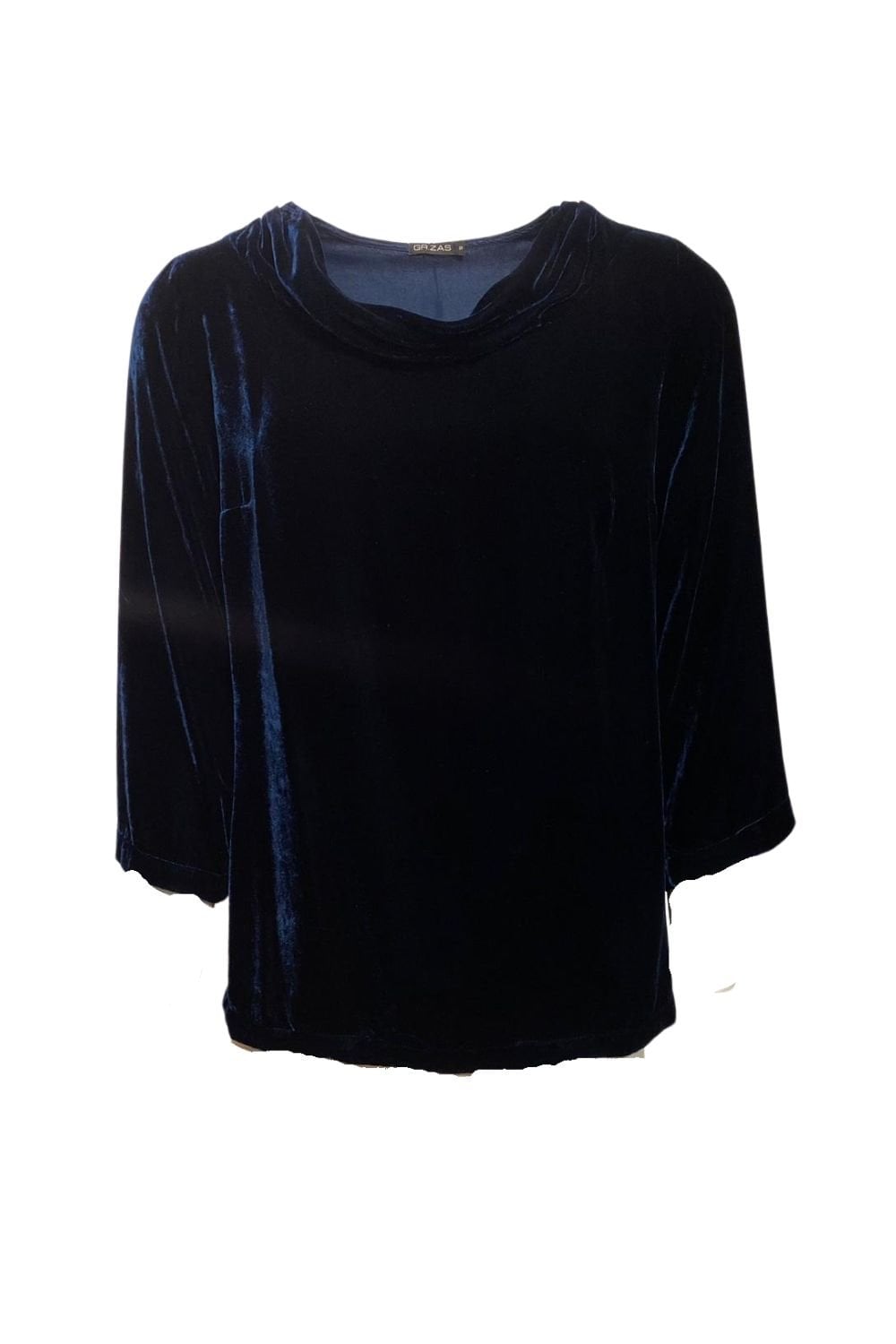 VELVET COWL NECK TOP | COL=TEAL