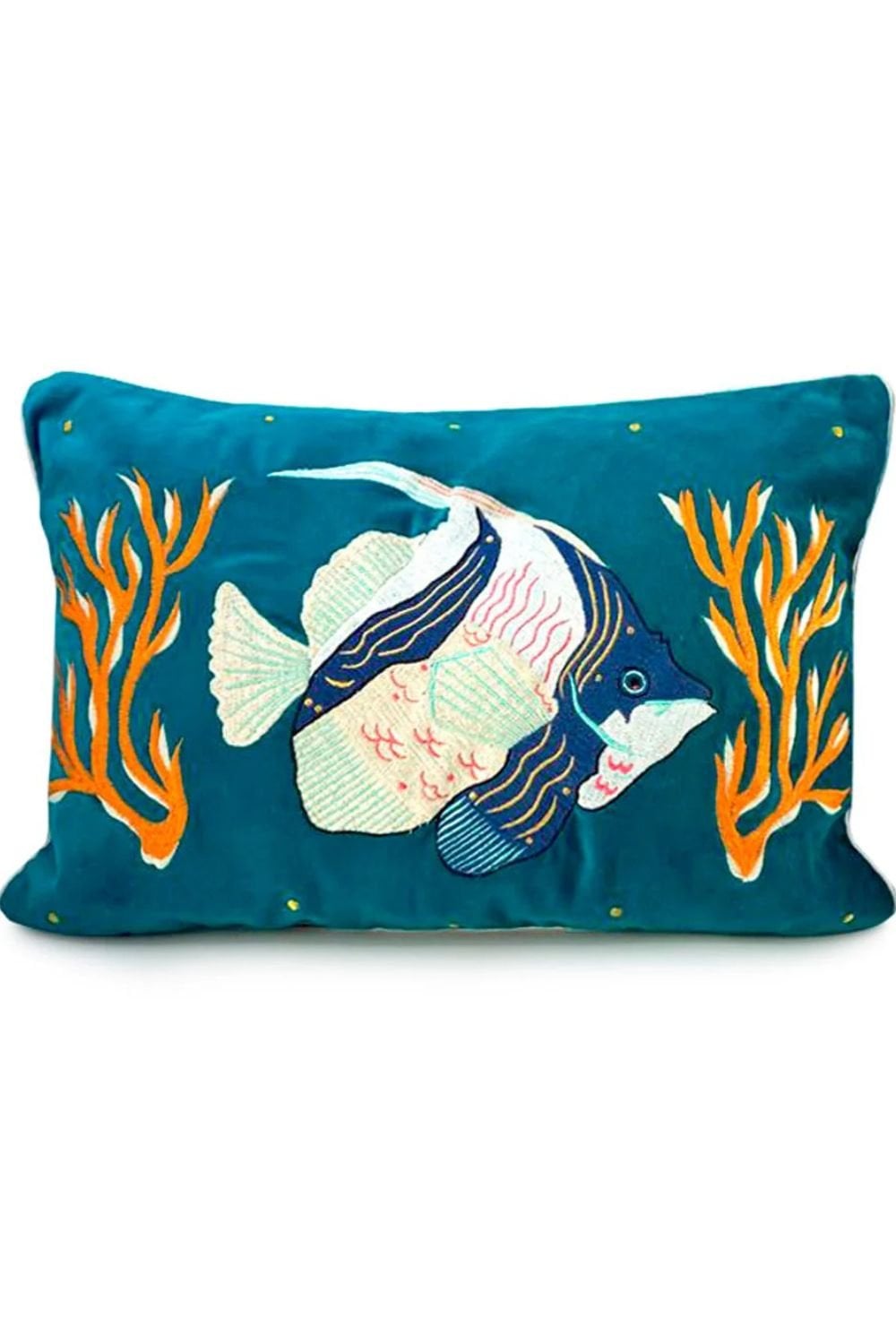 CORAL VELVET FISH CUSHION | COL=CORAL