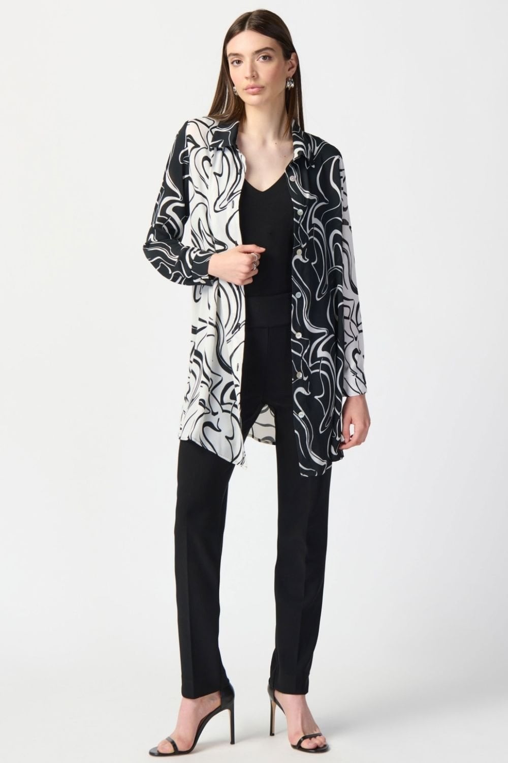 ABSTRACT GEORGETTE BLOUSE | COL=BLACK/WHITE