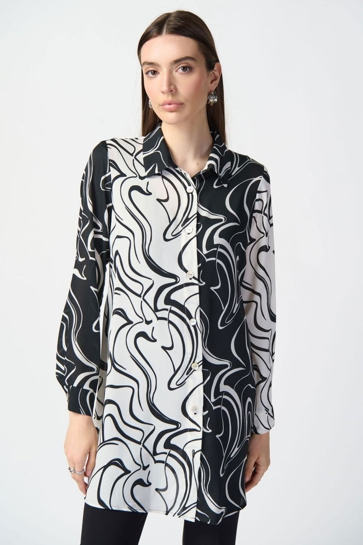 ABSTRACT GEORGETTE BLOUSE | COL=BLACK/WHITE