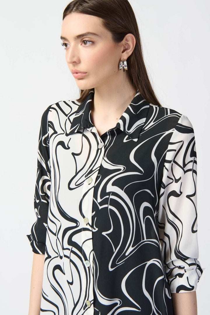 ABSTRACT GEORGETTE BLOUSE | COL=BLACK/WHITE