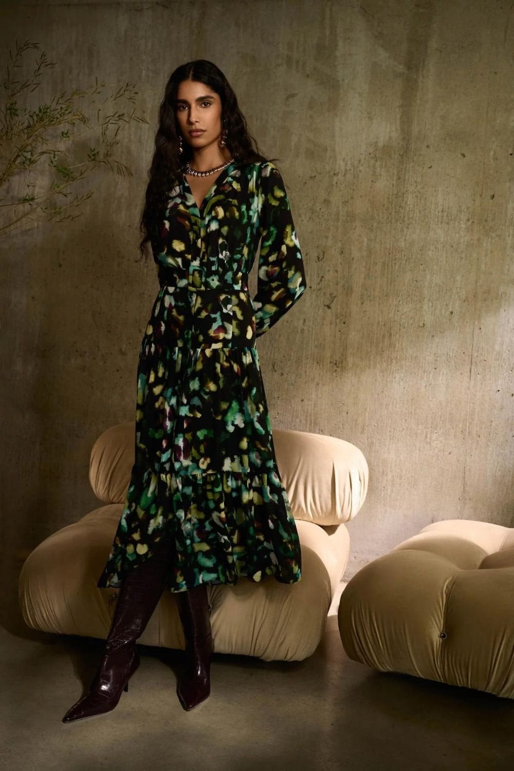 ABSTRACT GEORGETTE DRESS | COL=MULTI