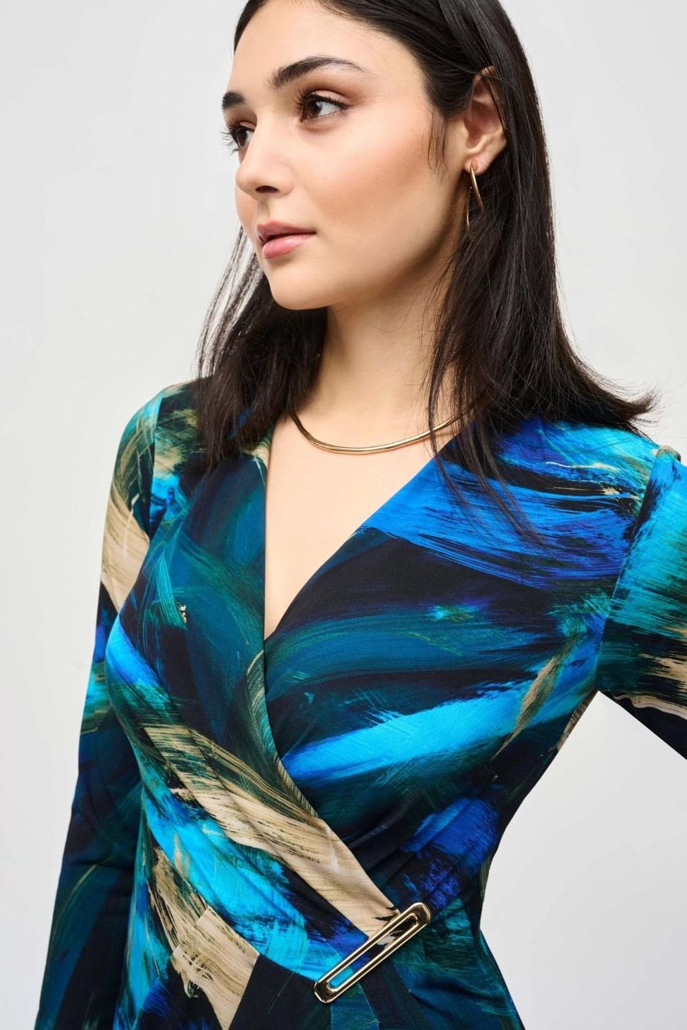 ABSTRACT PRINT WRAP DRESS | COL=MULTI