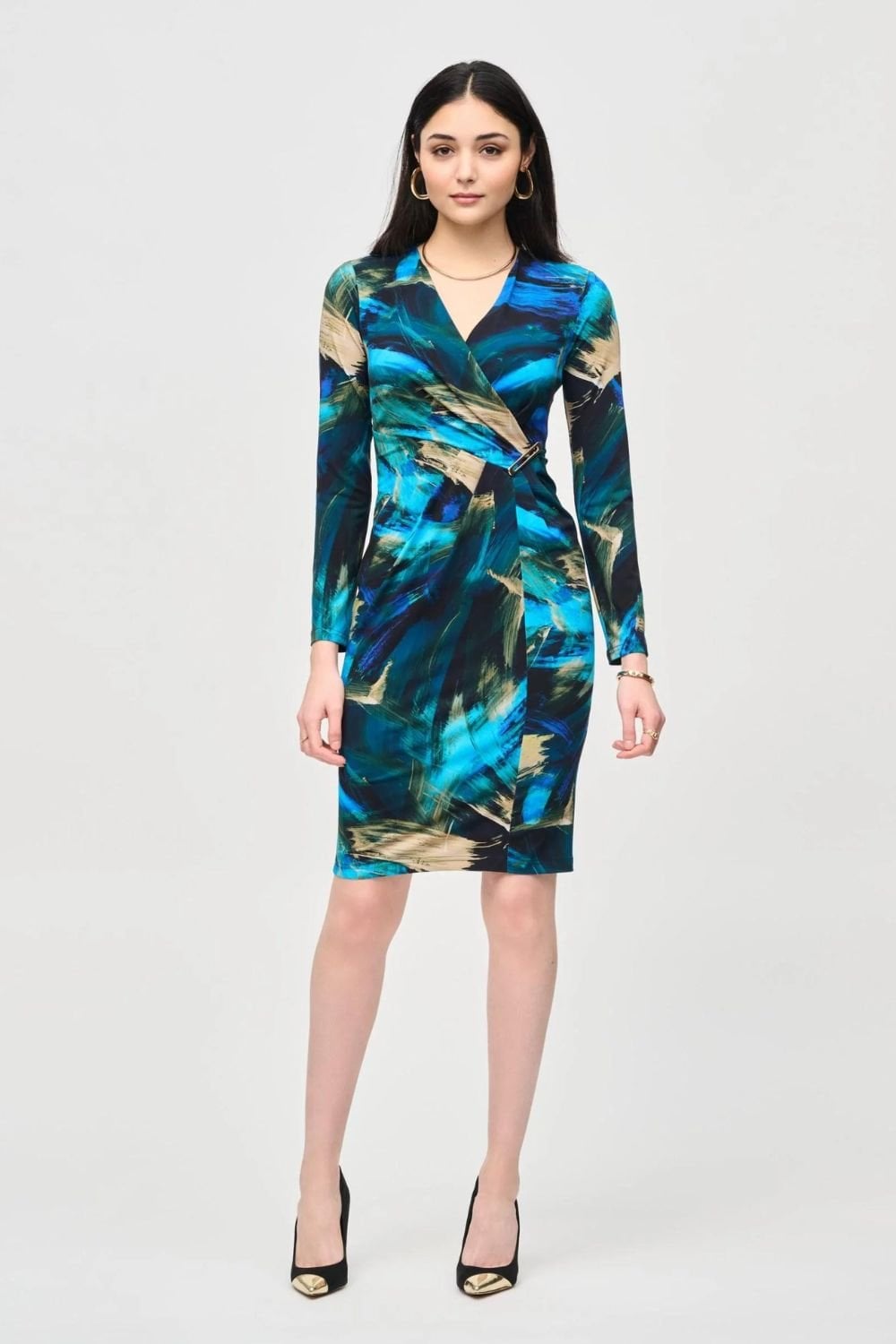 ABSTRACT PRINT WRAP DRESS | COL=MULTI