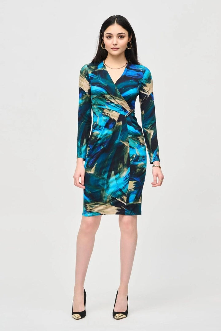 ABSTRACT PRINT WRAP DRESS | COL=MULTI