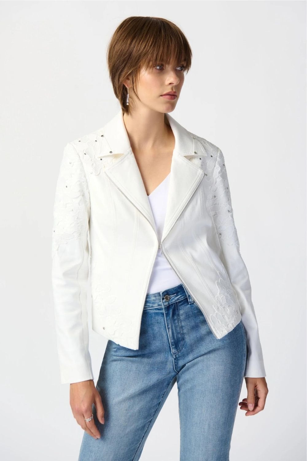 APPLIQUE  FAUX SUEDE JACKET | COL=IVORY