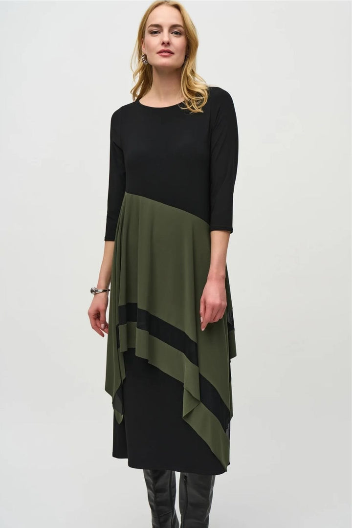 BLACK GREEN OVERLAY DRESS | COL=IGUANA