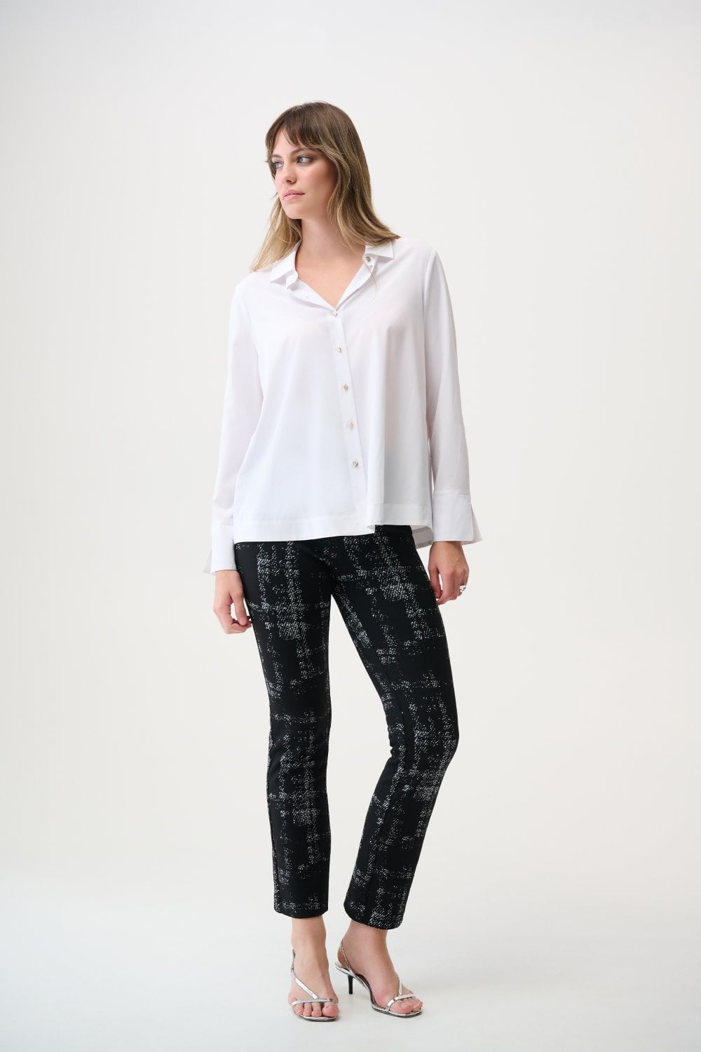BLOUSE WITH ZIPPER BACK ACCENT | COL=OPTIC WHITE