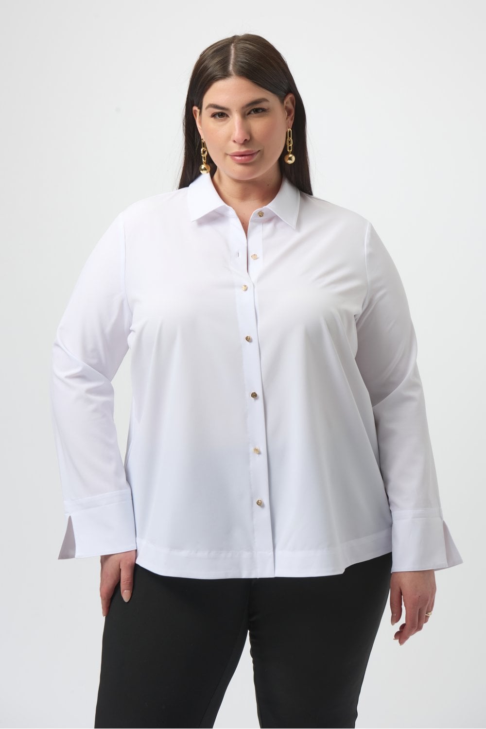 BLOUSE WITH ZIPPER BACK ACCENT | COL=OPTIC WHITE