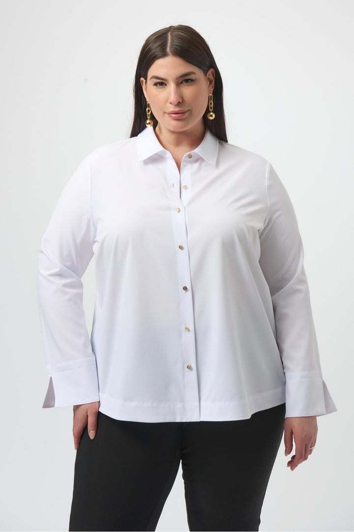 BLOUSE WITH ZIPPER BACK ACCENT | COL=OPTIC WHITE