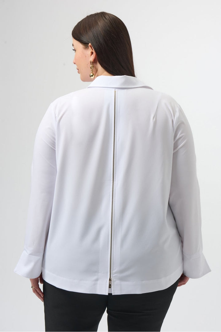 BLOUSE WITH ZIPPER BACK ACCENT | COL=OPTIC WHITE