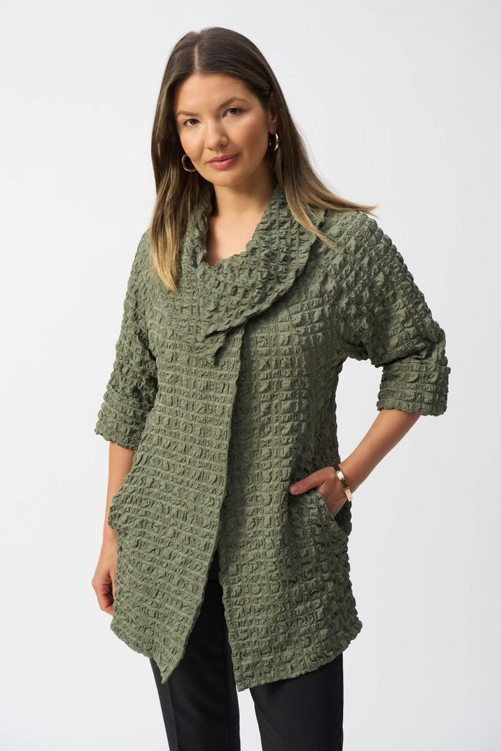 Bubble Jacquard Trapeze Coat | COL=CACTUS