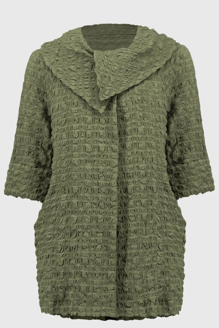Bubble Jacquard Trapeze Coat | COL=CACTUS